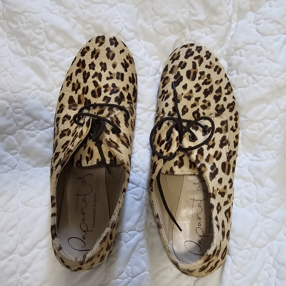 Papanatas Leopard Print Shoes Lace-Up Flats Size 39 - Picture 11 of 11